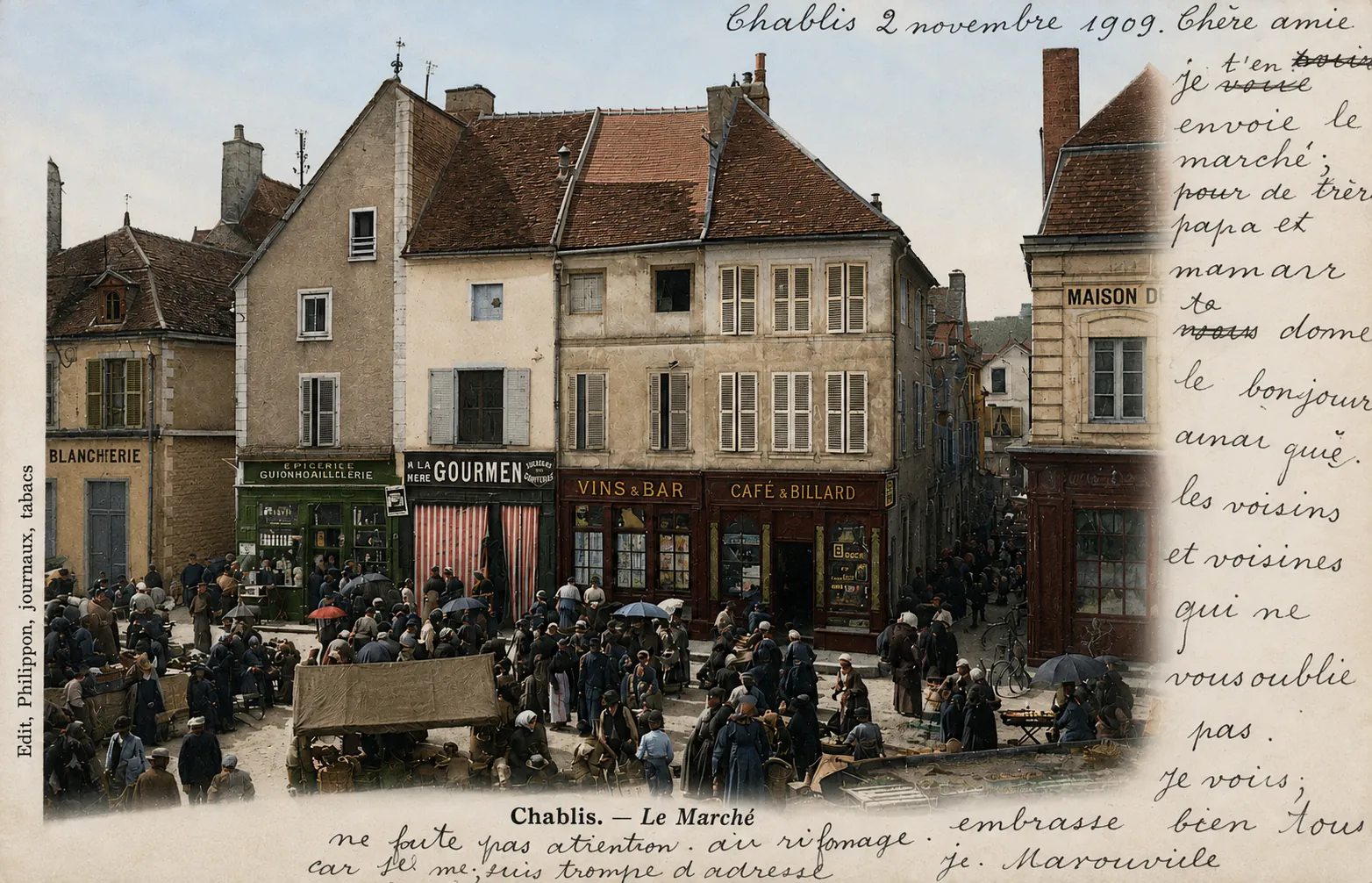 Carte postale Chablis 04 - Colorisée