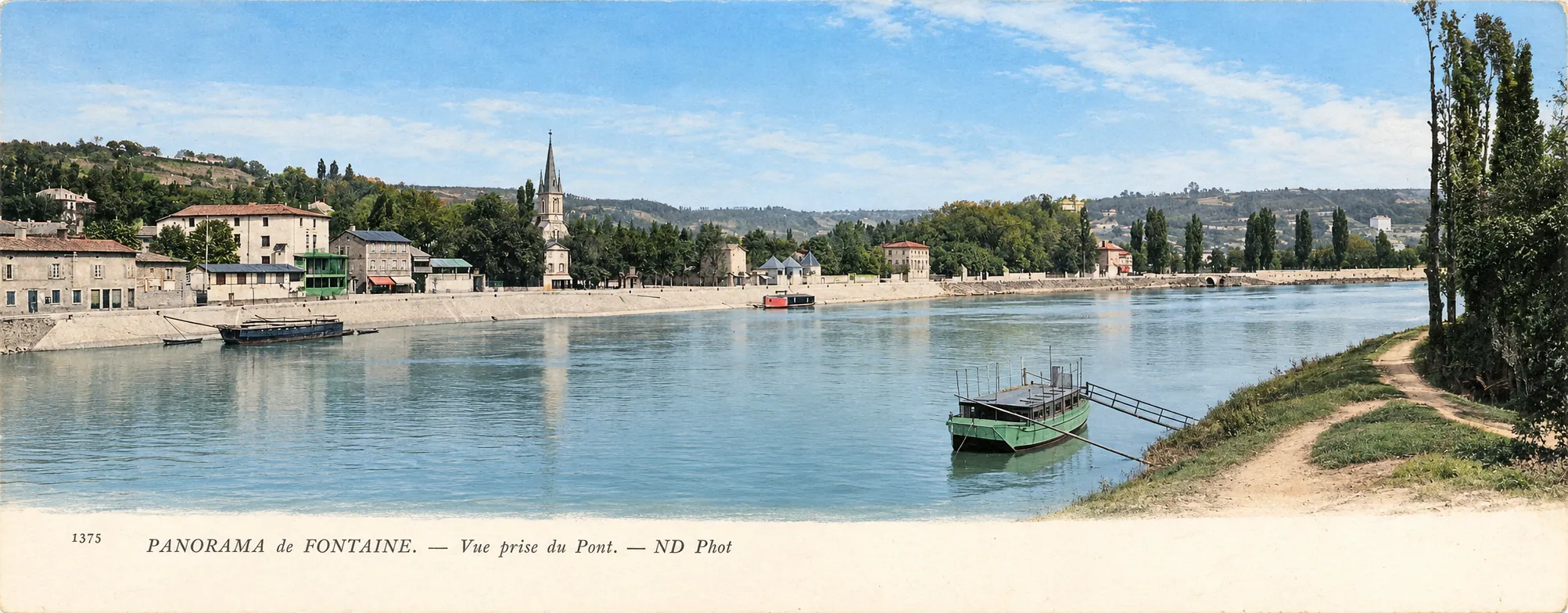 Panorama de Fontaines-sur-Saône depuis le pont - Remastérisé