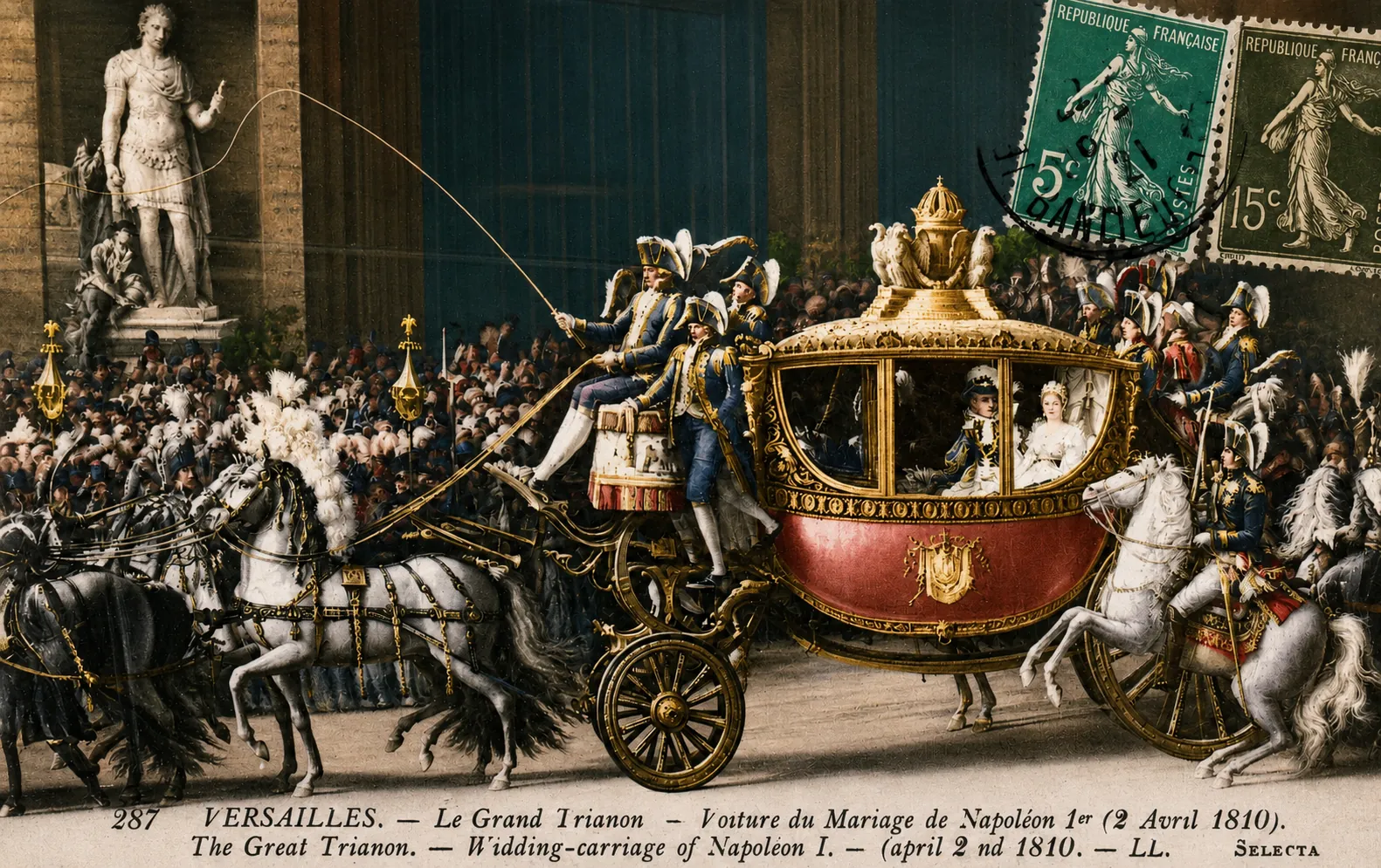 Carte postale Versailles 01 - Colorisée