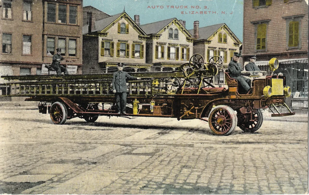 Camion de pompiers à Elizabeth, New Jersey vers 1910 - Original