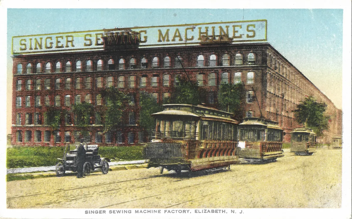 Usine Singer à Elizabeth New Jersey : carte ancienne - Original