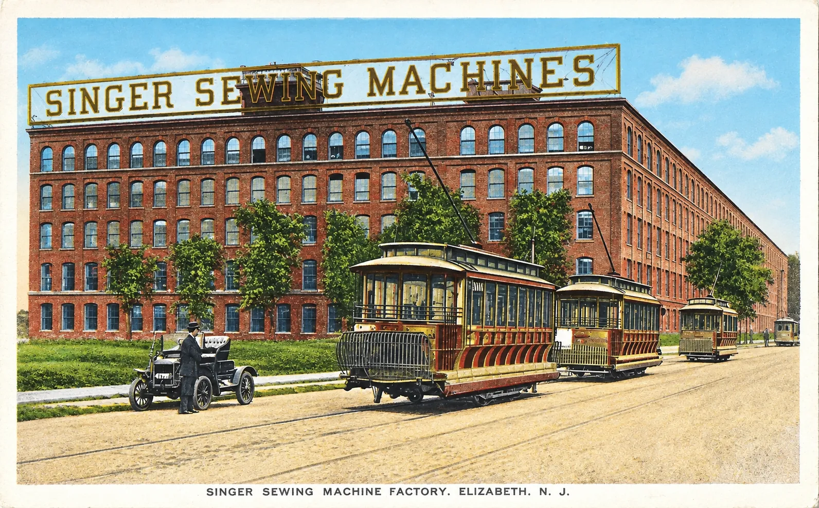 Usine Singer à Elizabeth New Jersey : carte ancienne - Remastérisé